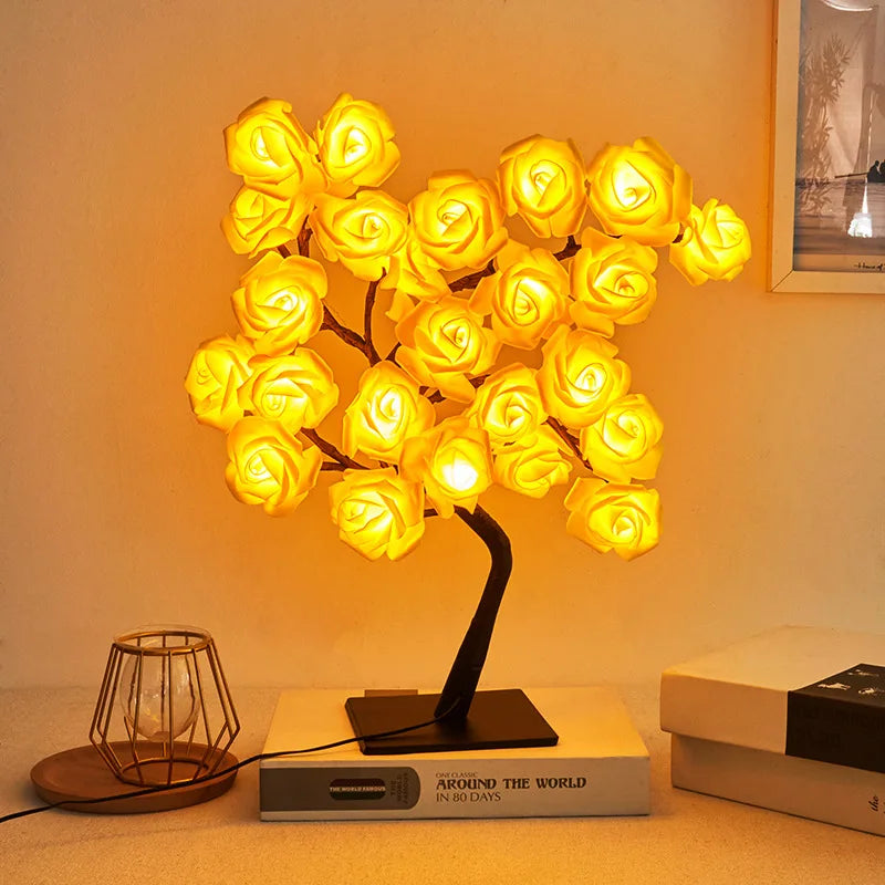 ReyLuxe 23  - LED Rose Leaf Table Lamp USB  -Lights Home DIY Bedroom Decoration -Special Gift WOW!!!