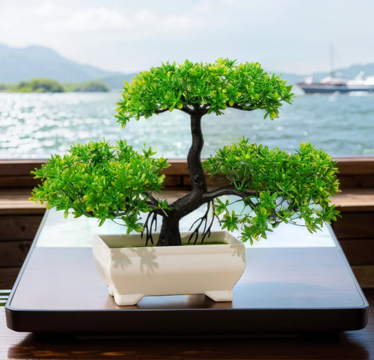 ReyLuxe23 - Artificial Plants Bonsai Small Tree Simulation Pot Plants Fake Flowers Table Potted Ornaments for Hotel Garden Home Decor Planta