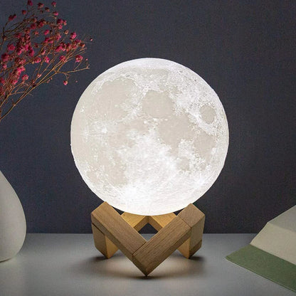 ReyLuxe23 - D5 8Cm Moon Lamp LED Night Light Battery Powered with Stand Starry Lamp Bedroom Decor Night Lights Kids Gift Moon Lamp Xmas Gift