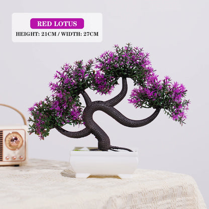 ReyLuxe23 - Artificial Plants Bonsai Small Tree Simulation Pot Plants Fake Flowers Table Potted Ornaments for Hotel Garden Home Decor Planta